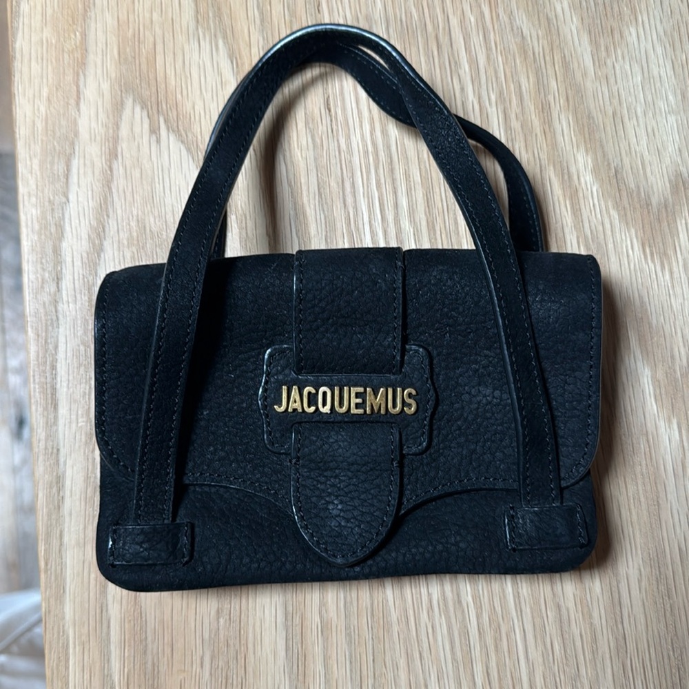 JACQUEMUS Le Minho Black Suede Clutch Bag